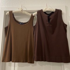 2 sleeveless tank tops,  Jones New York both size Large dark brown
